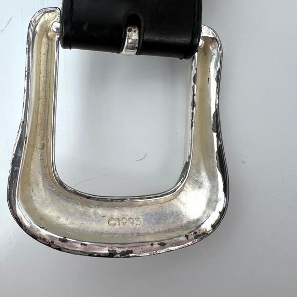 Vintage Justin Black Leather Belt Diamond Conchos Size 32 - Picture 4 of 10